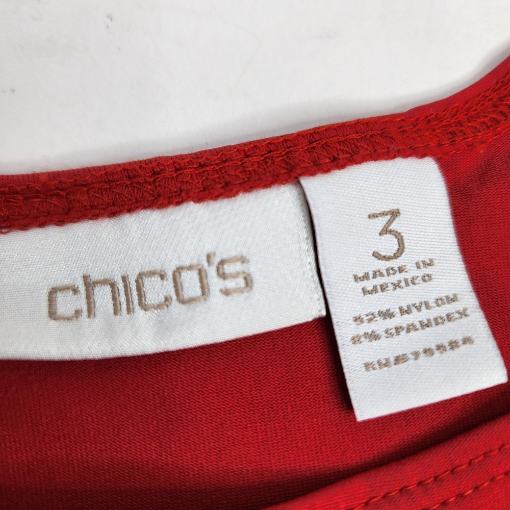 Chico's Tank Top Women Size 3 Red Scoop Neck Stretch Sleeveless Basic Solid - Picture 4 of 4